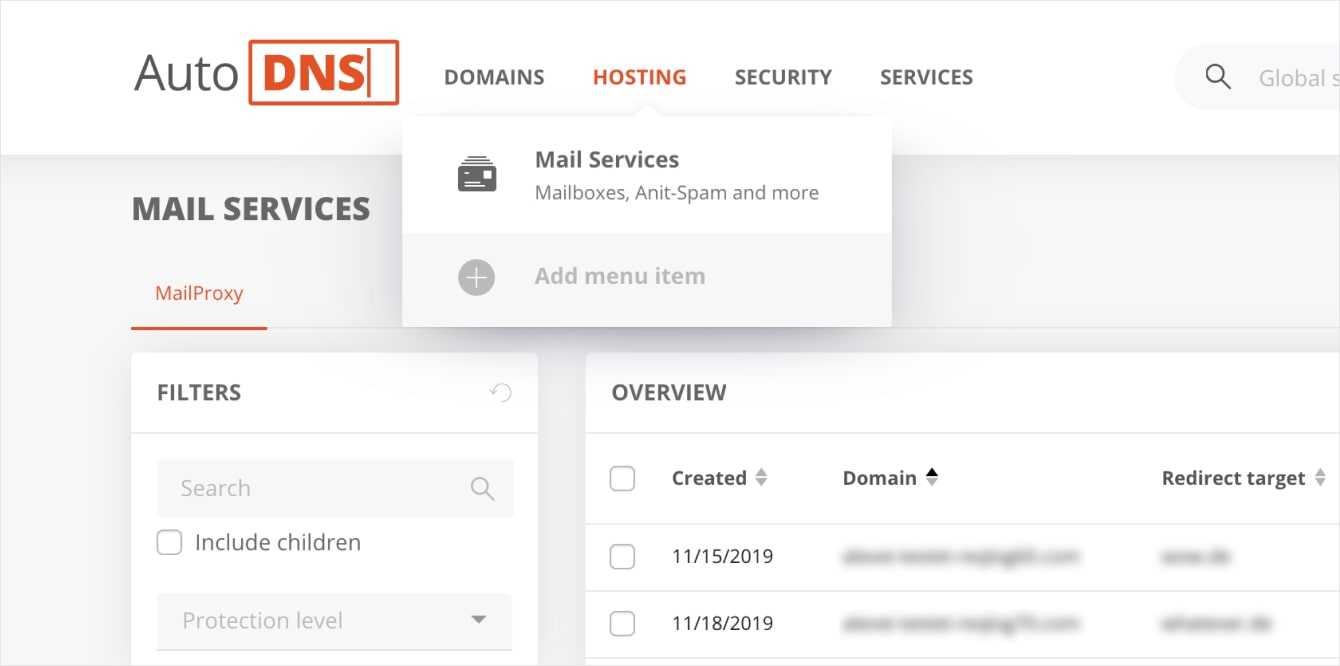 Mail Services in AutoDNS